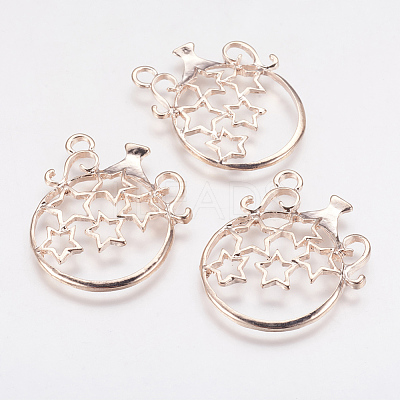 Alloy Open Back Bezel Pendants PALLOY-P166-55RG-1