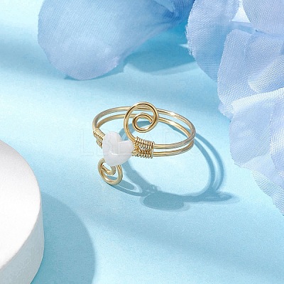 Natural Shell Cuff Ring RJEW-JR00645-02-1