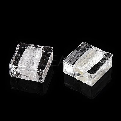 Handmade Silver Foil Lampwork Beads FOIL-S006-12x12mm-11-1