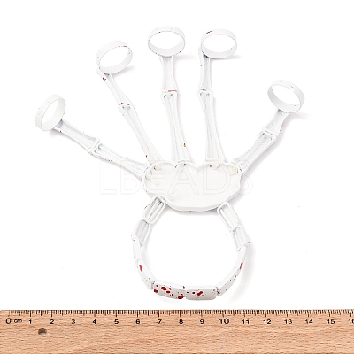 Halloween Spray Printed Alloy Finger Ring Stretch Bracelets LS-BJEW-P367-02-1