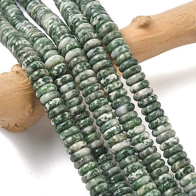 Natural Green Spot Jasper Beads Strands G-G329-A01-3x8mm-1