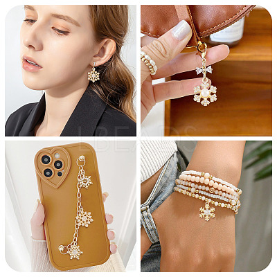 36Pcs 6 Styles Alloy Micro Pave Clear Cubic Zirconia Snowflake Pendants FIND-TA0009-86-1