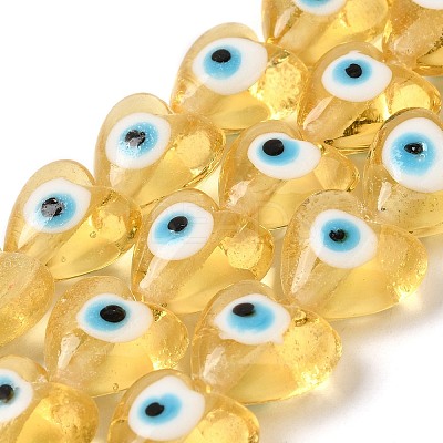 Heart Evil Eye Lampwork Bead Strands LAMP-R119-06-1
