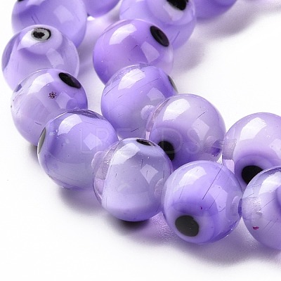 Handmade Evil Eye Lampwork Round Bead Strands X-LAMP-L055-8mm-21-1