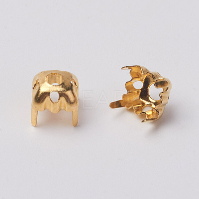 Square Brass Sew on Prong Settings KK-O084-05G-6x6mm-1