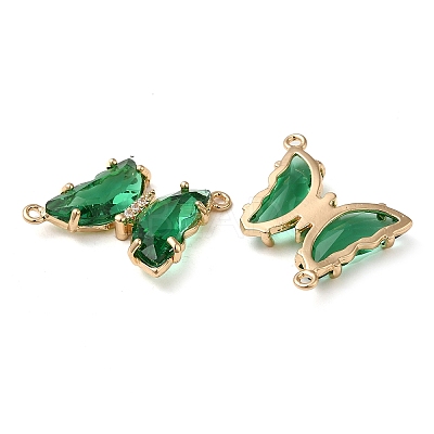 Brass Pave Faceted Glass Connector Charms FIND-Z020-04K-1
