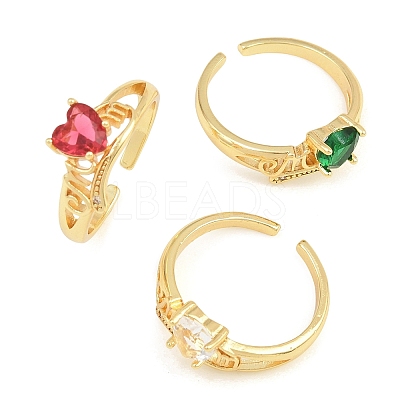 Mother's Day Brass Pave Cubic Zirconia Cuff Open Rings CU-CBACDF6-06G-1