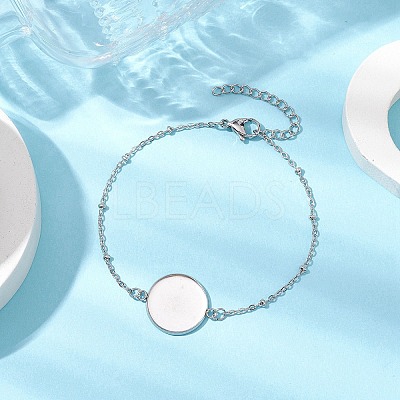 304 Stainless Steel Round Cabochon Setting Bracelets BJEW-JB11089-02-1