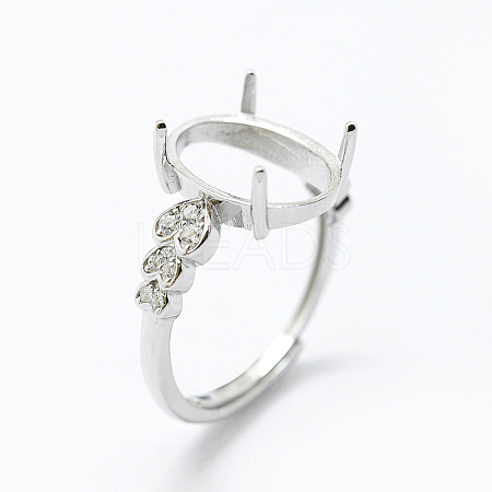 Anti-Tarnish Rhodium Plated 925 Sterling Silver Finger Ring Components STER-G027-04P-1