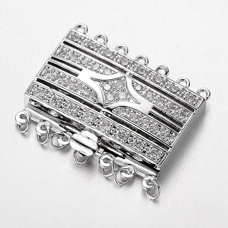 Brass Cubic Zirconia Box Clasps ZIRC-O020-09P-NR-1