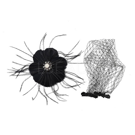 Bridal Wedding Mesh Feather Fascinator Hats Hair Chips OHAR-XCP0001-13-1