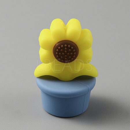 Sunflower Silicone Beads SIL-WH0008-40H-1