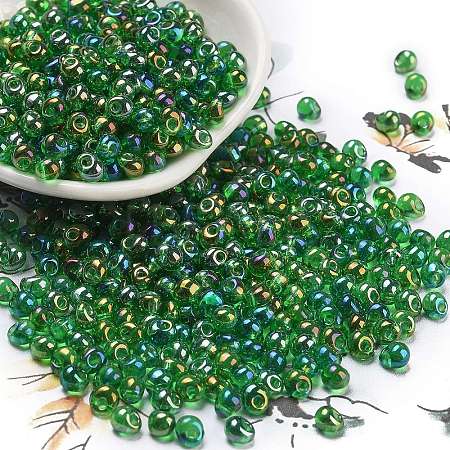 6/0 Inside Colours Fringe Glass Seed Beads SEED-A034-03G-1