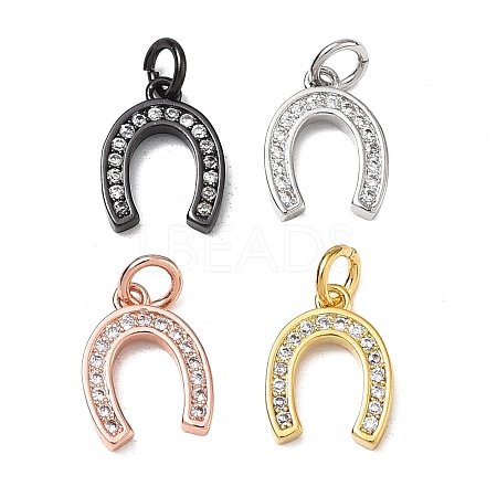CZ Brass Micro Pave Cubic Zirconia Horse Shoe Charms ZIRC-L018-13-1