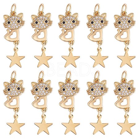 1Pc Eco-friendly Brass Micro Pave Clear Cubic Zirconia Pendants KK-SZ0002-36-1