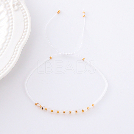 2mm Faceted Opalite Beaded Braided Adjustable Bracelets for Women PF2854-5-1
