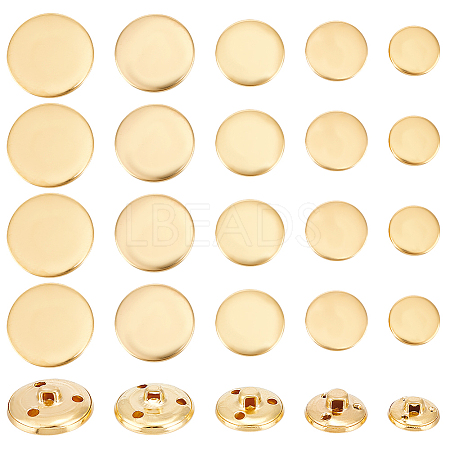 50Pcs 5 Styles 3-Hole Brass Buttons BUTT-OC0001-47G-1