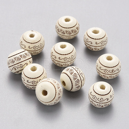 Painted Natural Wood Beads X-WOOD-N006-02A-04-1