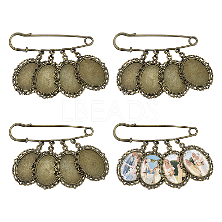 4Pcs Steel with Zinc Alloy Brooch Base Settings JEWB-UN00013-1