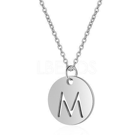 201 Stainless Steel Initial Pendants Necklaces NJEW-S069-TN507-M-1