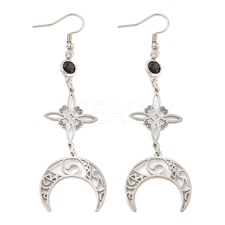 304 Stainless Steel Dangle Earrings for Women EJEW-F338-07P-1