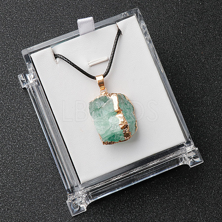 Electroplated Raw Natural Fluorite Neggets Pendant Black Wax Cord Necklaces FS-WG48460-09-1