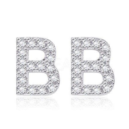 Brass Cubic Zirconia Stud Earrings EJEW-BB35118-B-1