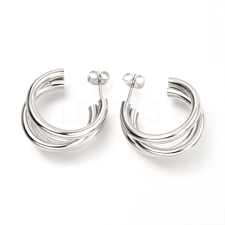 304 Stainless Steel Half Hoop Earrings EJEW-C501-18P-1