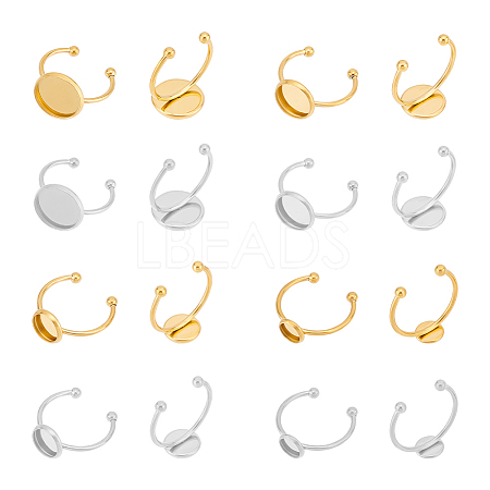 24Pcs 8 Styles Stainless Steel Ring Components STAS-UN0047-48-1
