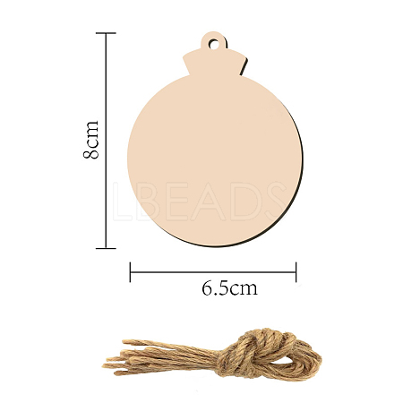 10Pcs Flat Round Unfinished Wood Cutouts Ornaments WOCR-PW0002-26N-1