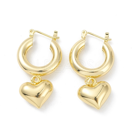 Brass Heart Dangle Hoop Earrings for Women EJEW-G347-01G-1