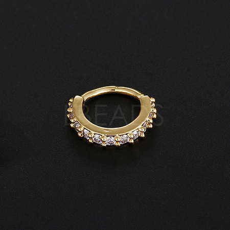 Brass Micro Pave Clear Cubic Zirconia Hoop Cartilage Earrings WG294E9-04-1