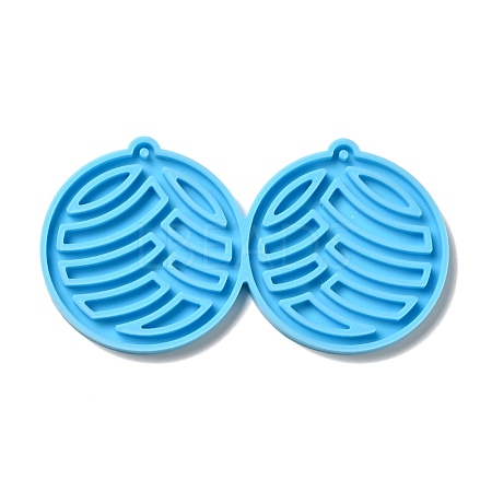 DIY Flat Round with Wave Pendant Silicone Molds DIY-I099-38-1