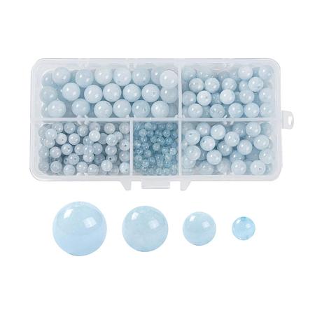 340Pcs 4 Sizes Natural Aquamarine Beads Strands G-LS0001-15-1