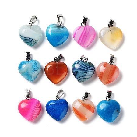 Natural Agate Dyed & Heated Pendants G-P511-02B-P-1
