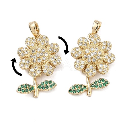 Brass Micro Pave Cubic Zirconia Rotatable Pendants KK-A287-11E-G-1