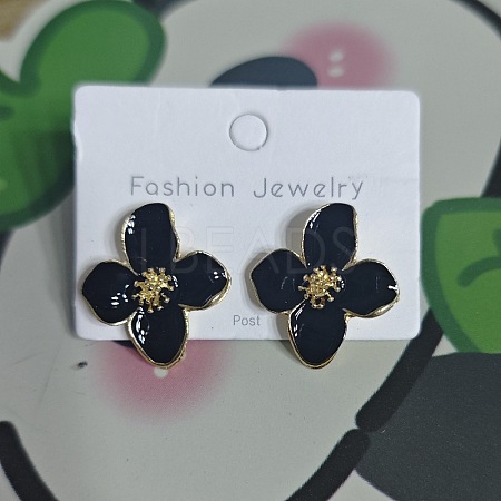 Alloy Enamel Stud Earrings with Brass Earring Pins FS-WGE19F2-11-1