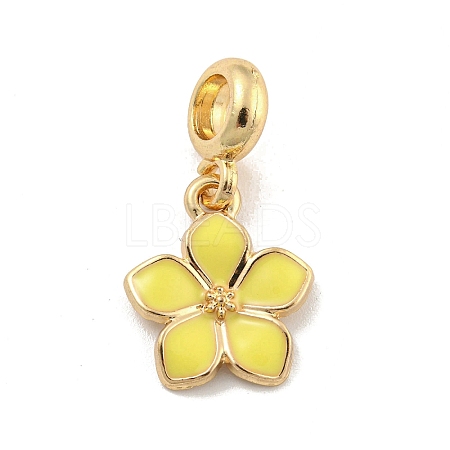 Rack Plating Alloy Enamel Flower European Dangle Charms FIND-B034-55G-04-1