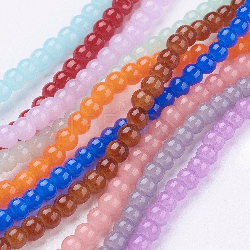 Imitation Jade Glass Beads Strands - Lbeads.com