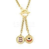 Ion Plating(IP) 304 Stainless Steel Purple Enamel Letter & Eye Pendant Wheat Chain Necklaces STAS-Z102-01G-B-1