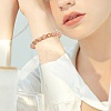 Faceted Rondelle Handmade Inner Flower Gold Sand Lampwork & Iron Beaded Stretch Bracelets for Women BJEW-SW001579-05-11