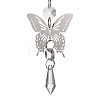 Butterfly 201 Stainless Steel 3D Wind Spinner with Glass Pendant HJEW-E011-01P-03-3