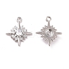 Brass Micro Pave Clear Cubic Zirconia Charms KK-G418-09P-2