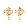 Brass Micro Pave Cubic Zirconia Shell Stud Earrings Findings KK-D363-03G-1