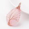 Natural Rose Quartz  Pendants G-K122-03RG-2