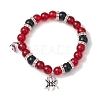 2Pcs 10mm Round Crackle Glass & Red Glass & Pink Glass & Black Glass Beaded Stretch Bracelet Sets for Lover BJEW-JB10325-03-3