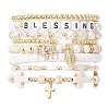 8Pcs 8 Styles Natural & Synthetic Gemstone & Glass & Handmade Polymer Clay & Acrylic Beads Stretch Bracelet Sets BJEW-JB12096-3