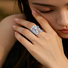 2Pcs Zinc Alloy Cuff Rings for Women RJEW-LP0005-19-3