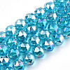 Electroplate Transparent Glass Beads Strands EGLA-N002-34C-M-2