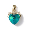 Real 18K Gold Plated Rack Plating Brass Micro Pave Clear Cubic Zirconia Pendants KK-C015-08G-2